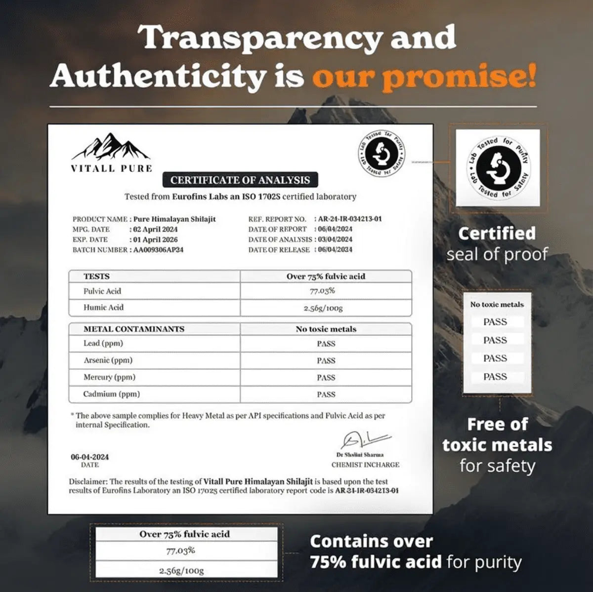 Vitall Pure Shilajit Resin GOLD+