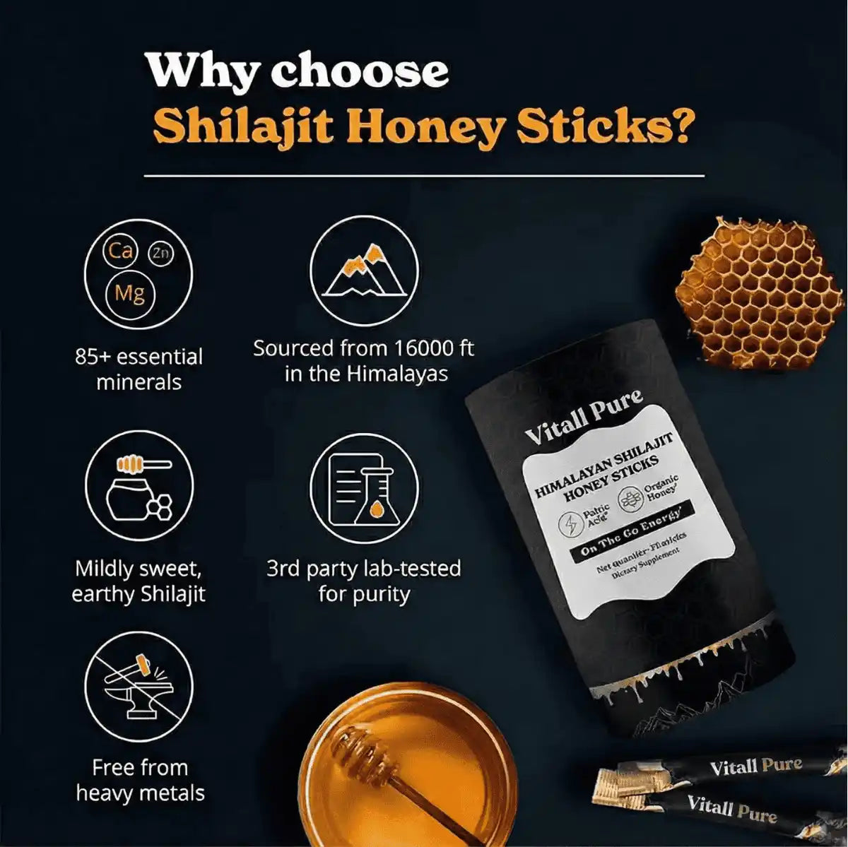 Vitall Pure Shilajit GOLD Honey Sticks